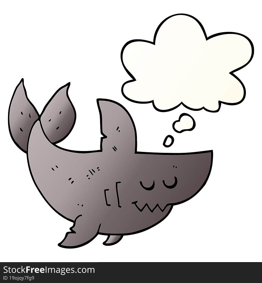 Cartoon Shark And Thought Bubble In Smooth Gradient Style