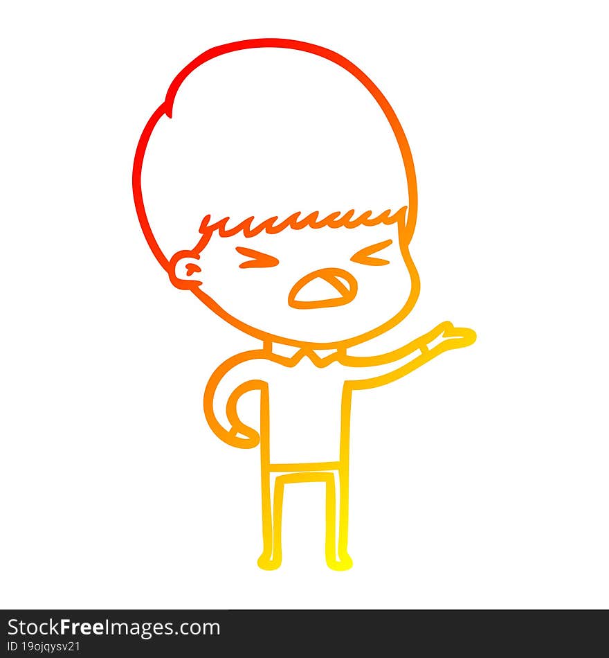 warm gradient line drawing cartoon stressed man