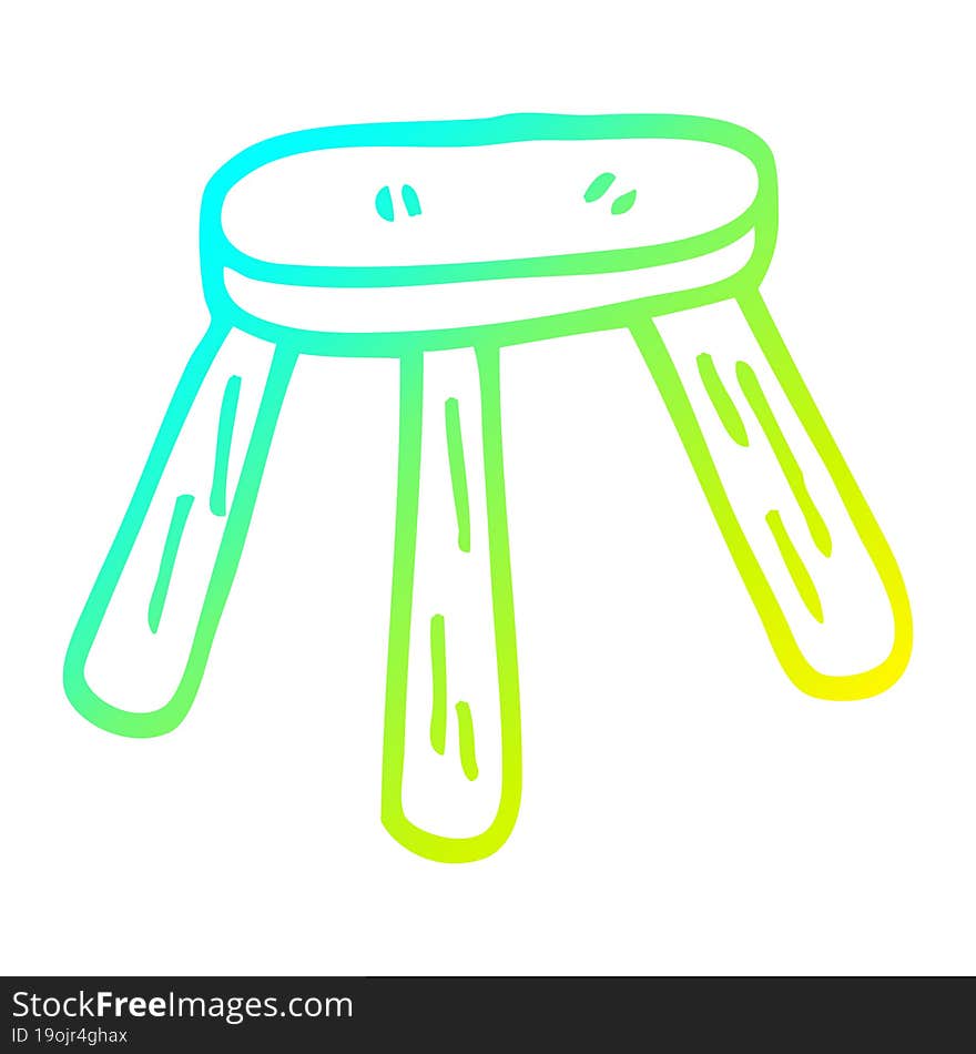 cold gradient line drawing cartoon wooden stool