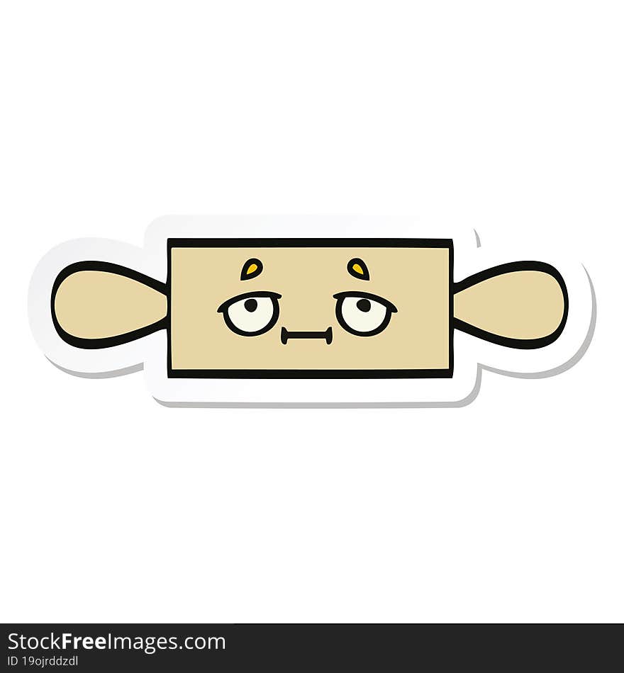 sticker of a cute cartoon rolling pin