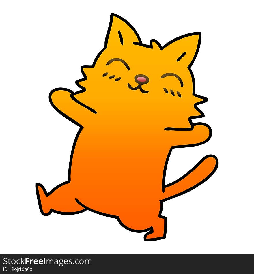 quirky gradient shaded cartoon cat