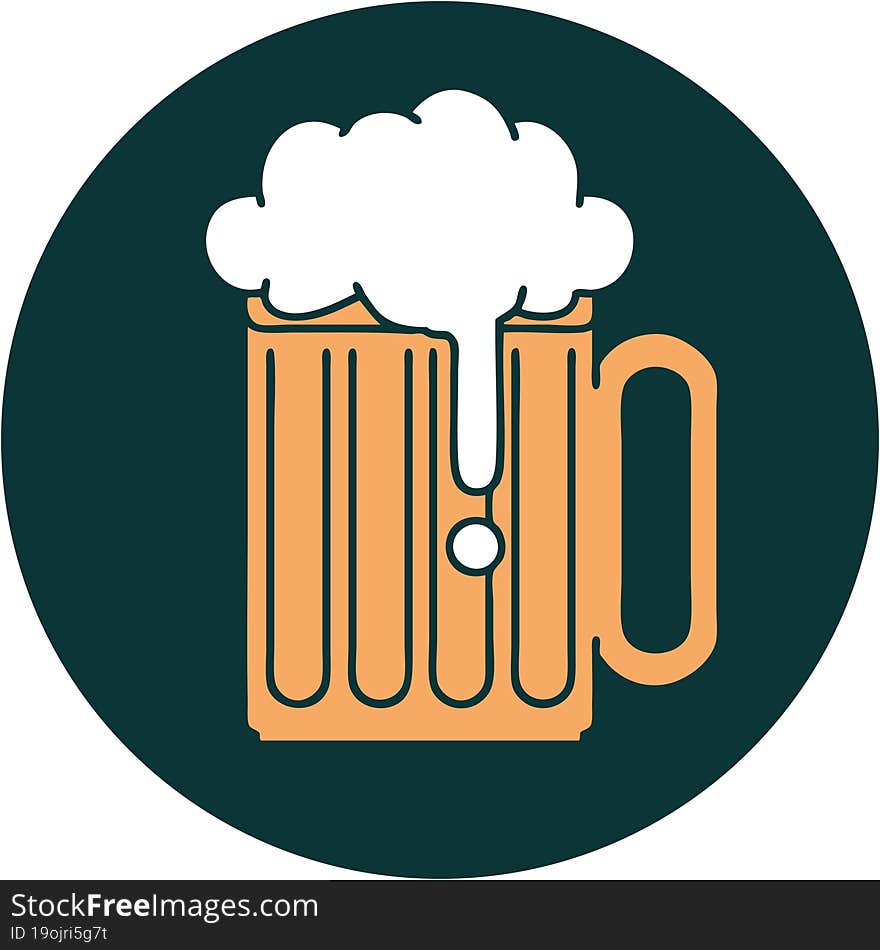 iconic tattoo style image of a beer tankard. iconic tattoo style image of a beer tankard