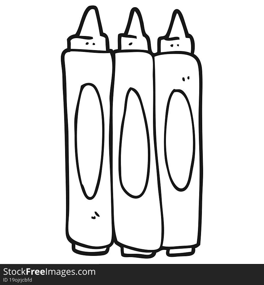 black and white cartoon crayons