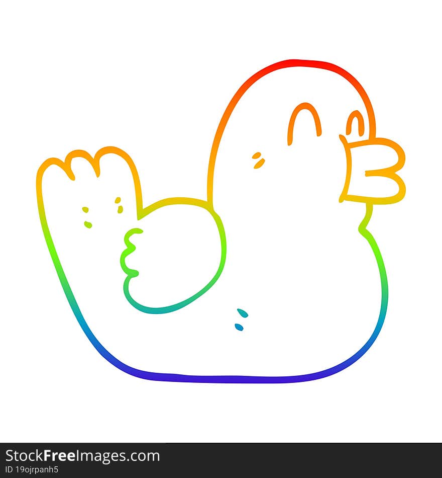 rainbow gradient line drawing cartoon happy duck