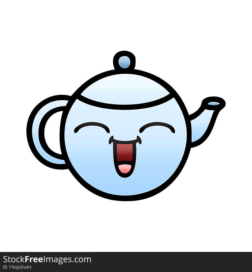 gradient shaded cartoon of a happy teapot