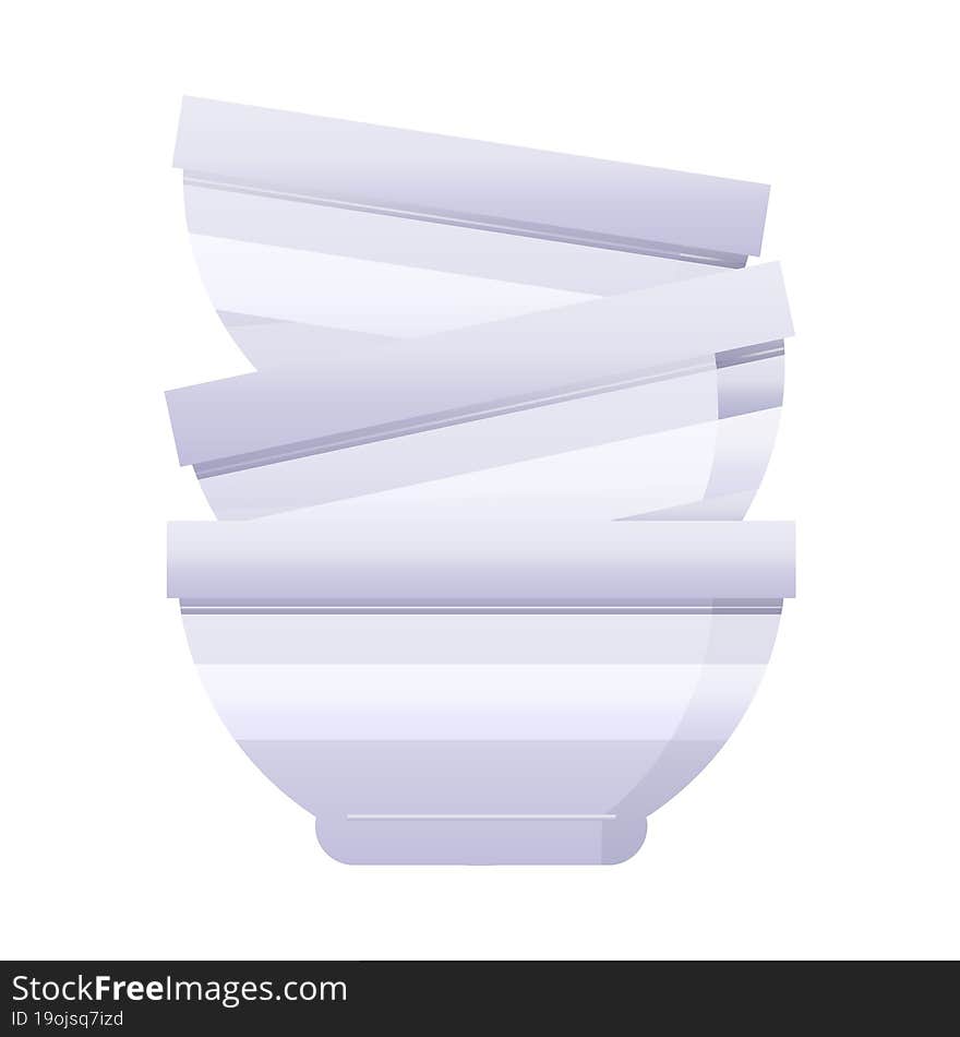 Flat colour illustration of a stack of bowls