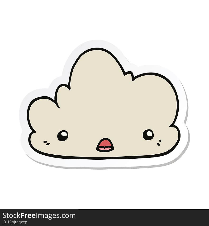 sticker of a cute cartoon cloud