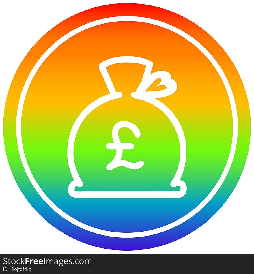 money sack circular icon with rainbow gradient finish. money sack circular icon with rainbow gradient finish