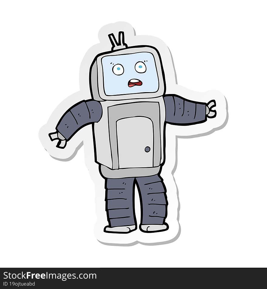 sticker of a cartoon funny robot