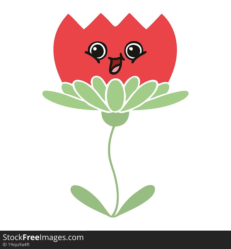 flat color retro cartoon of a flower