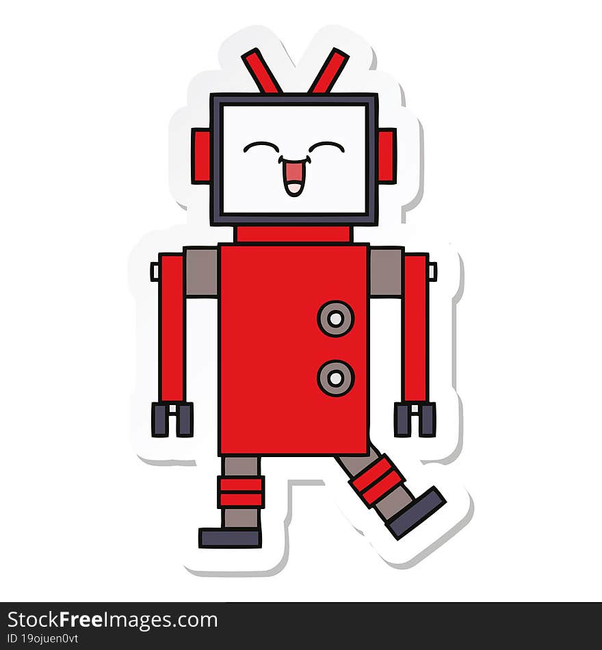 Sticker Of A Cute Cartoon Robot