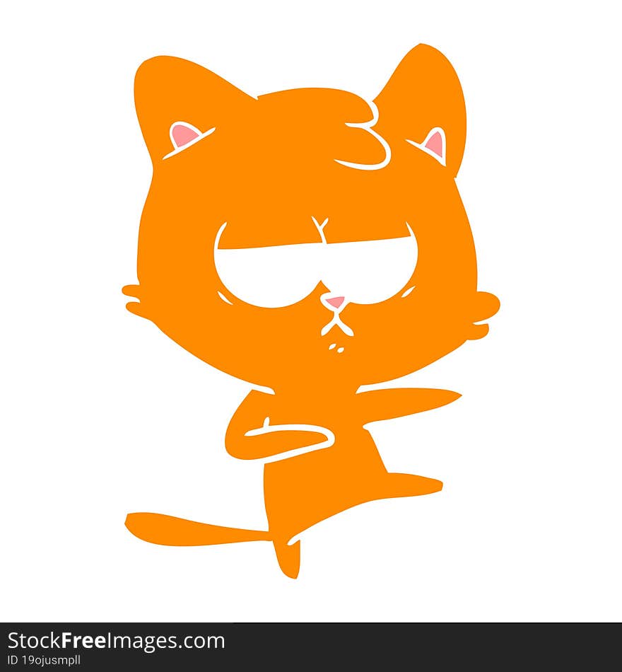 bored flat color style cartoon cat