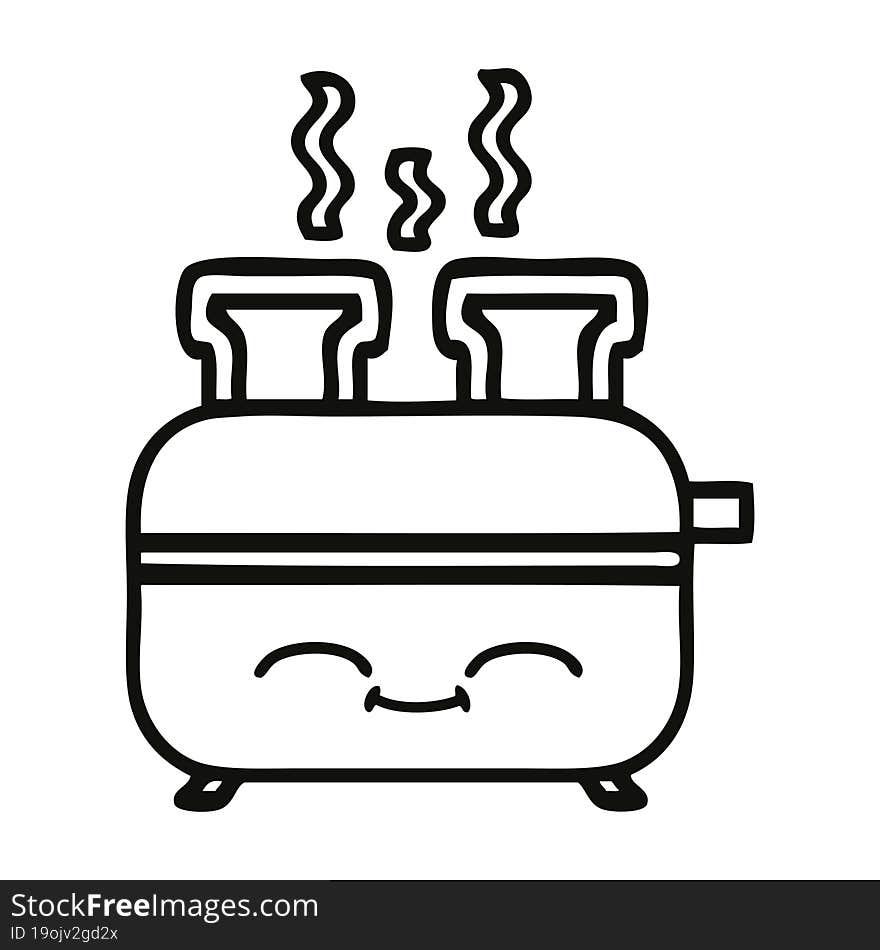 line drawing cartoon of a toaster