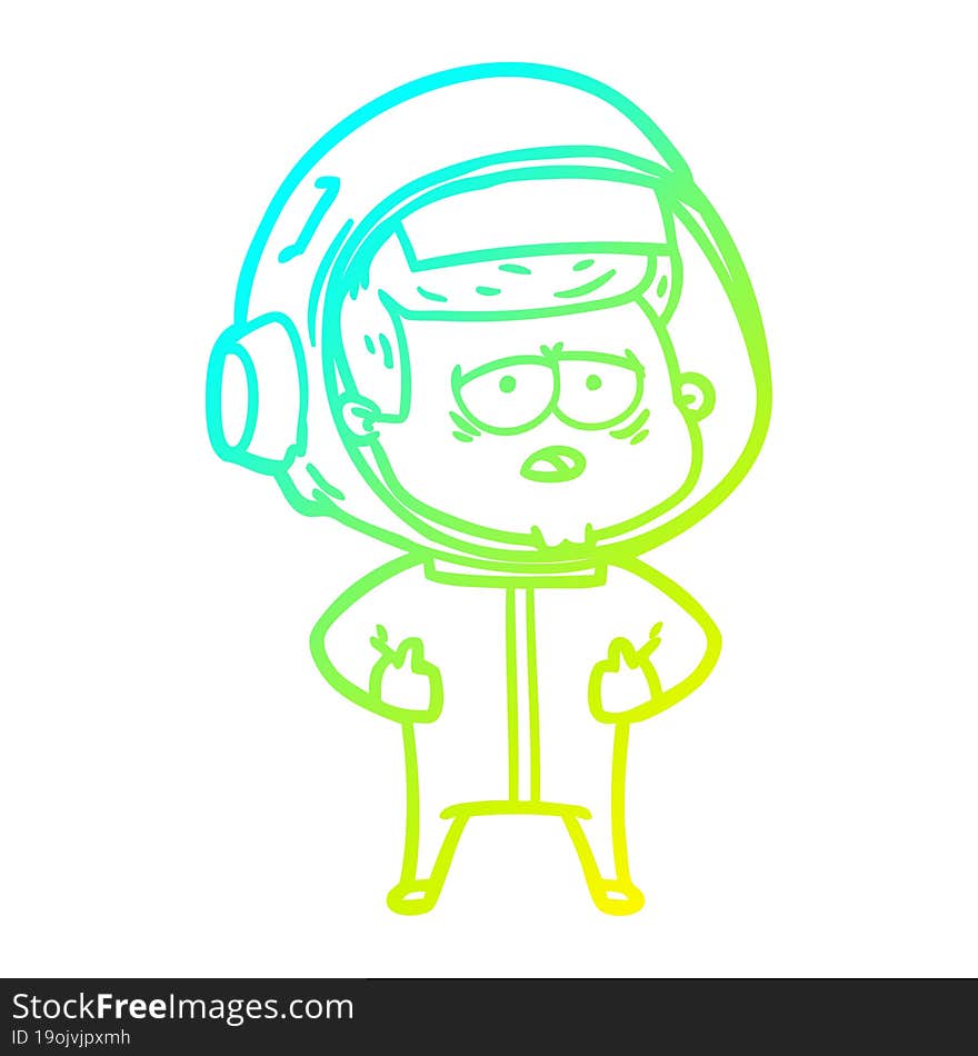 cold gradient line drawing cartoon tired astronaut