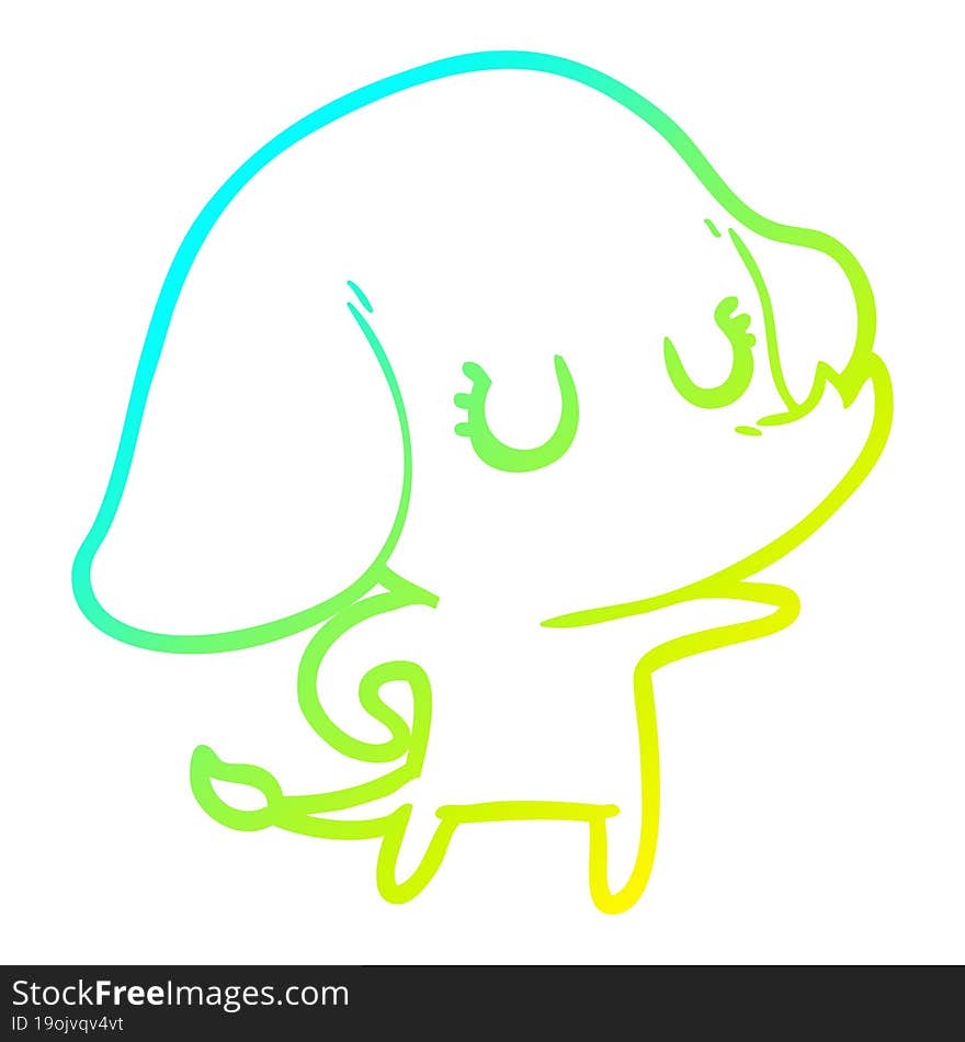 cold gradient line drawing cute cartoon elephant