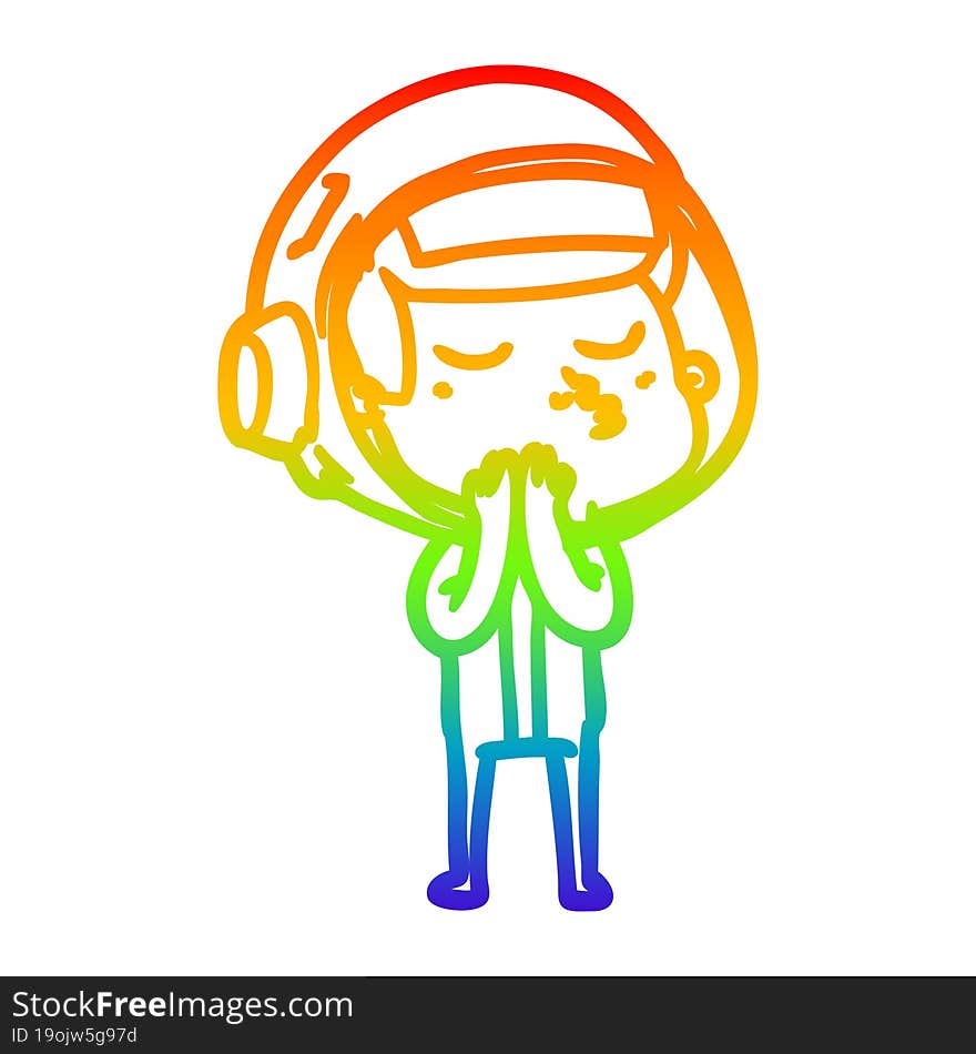 rainbow gradient line drawing cartoon confident astronaut