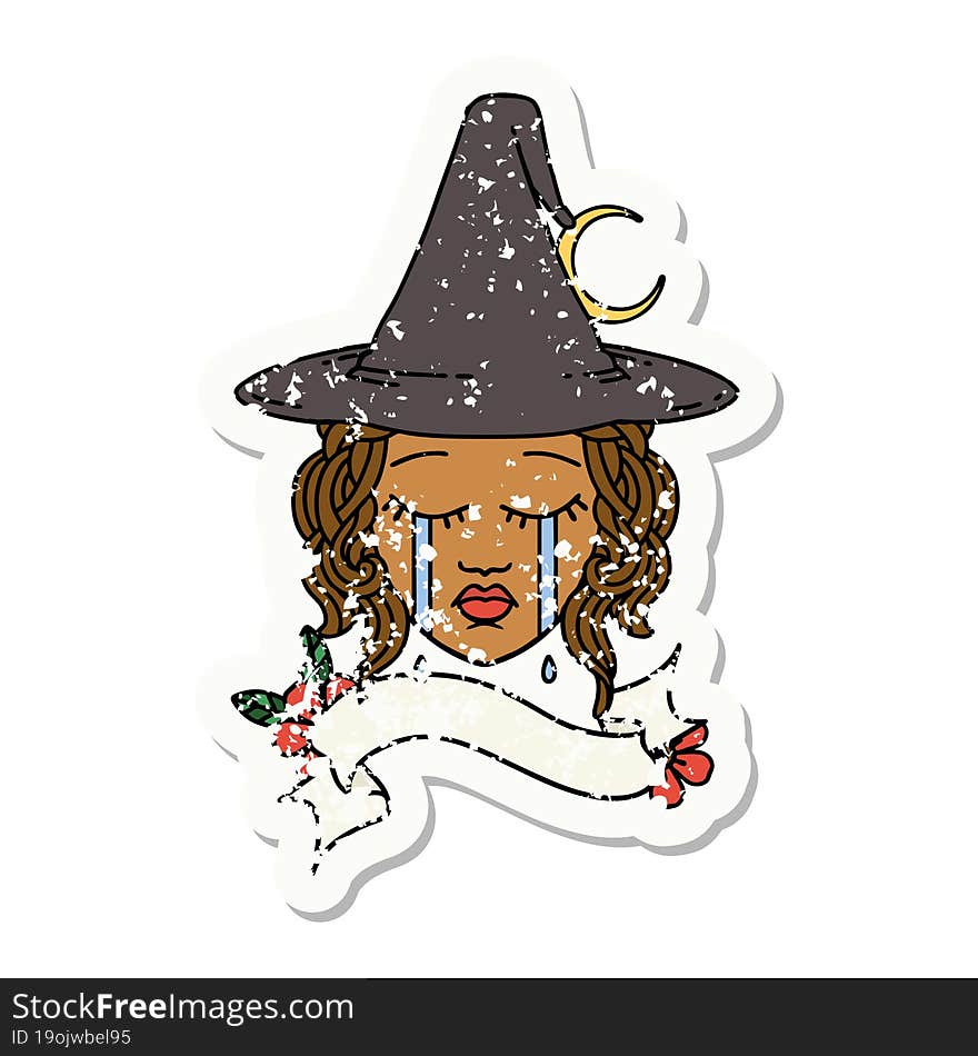 Retro Tattoo Style human witch character face. Retro Tattoo Style human witch character face