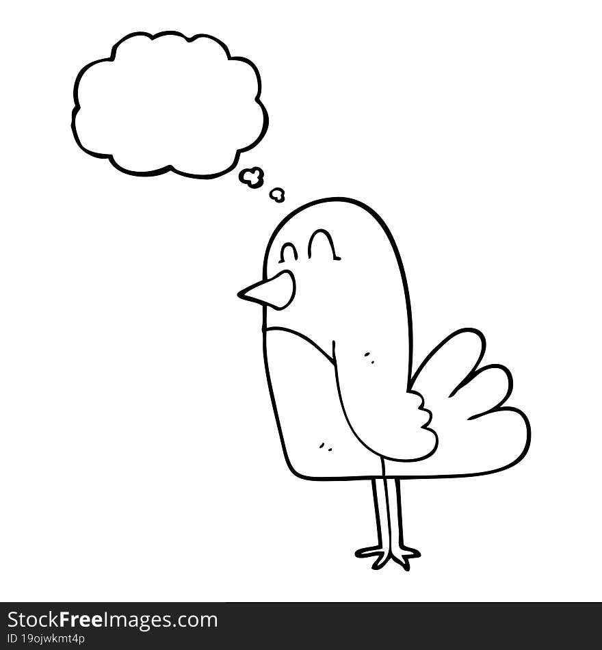 freehand drawn thought bubble cartoon bird