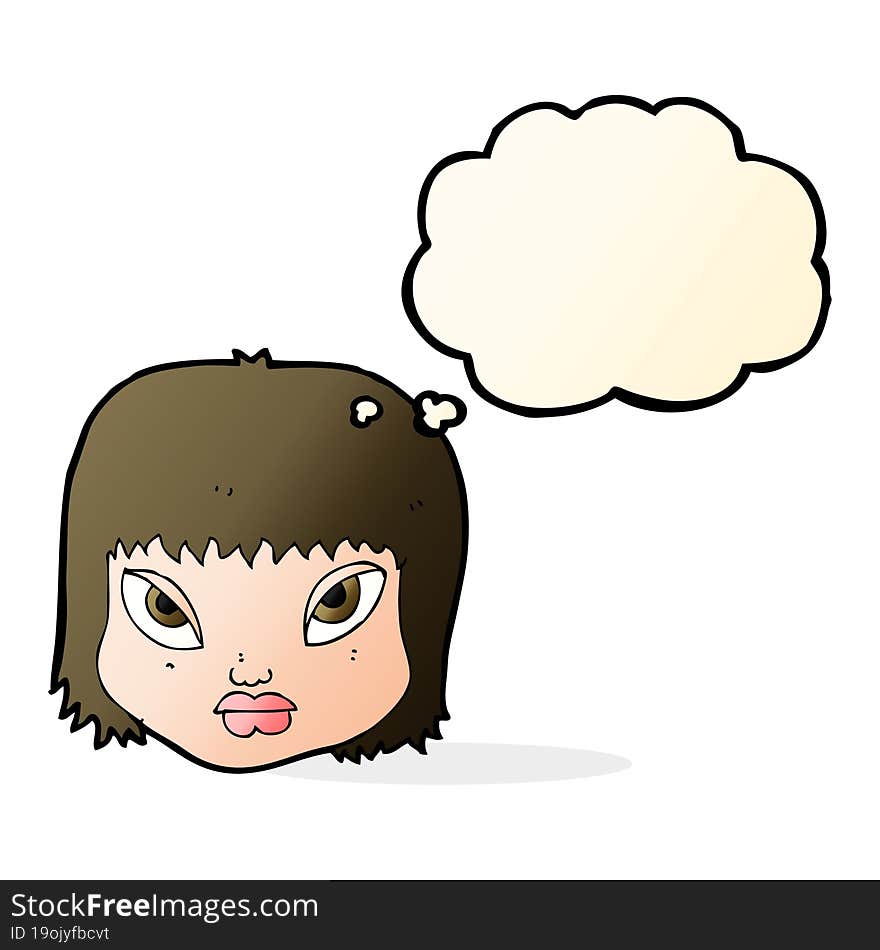 cartoon annoyed face with thought bubble