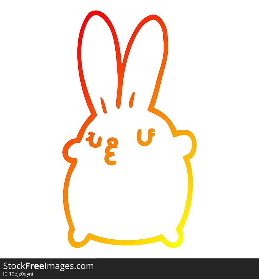 warm gradient line drawing cute cartoon rabbit