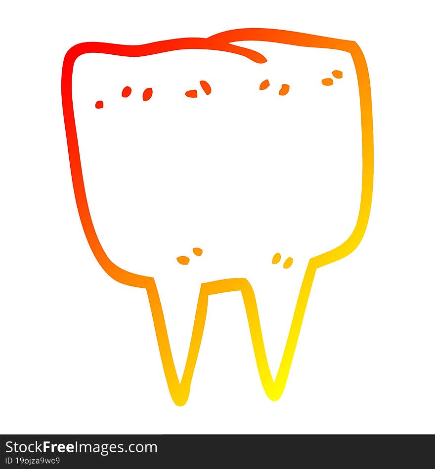 warm gradient line drawing cartoon tooth