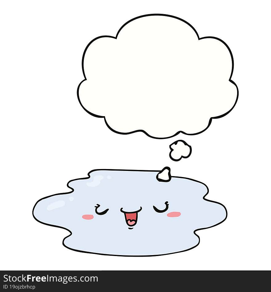 cartoon puddle with face with thought bubble. cartoon puddle with face with thought bubble