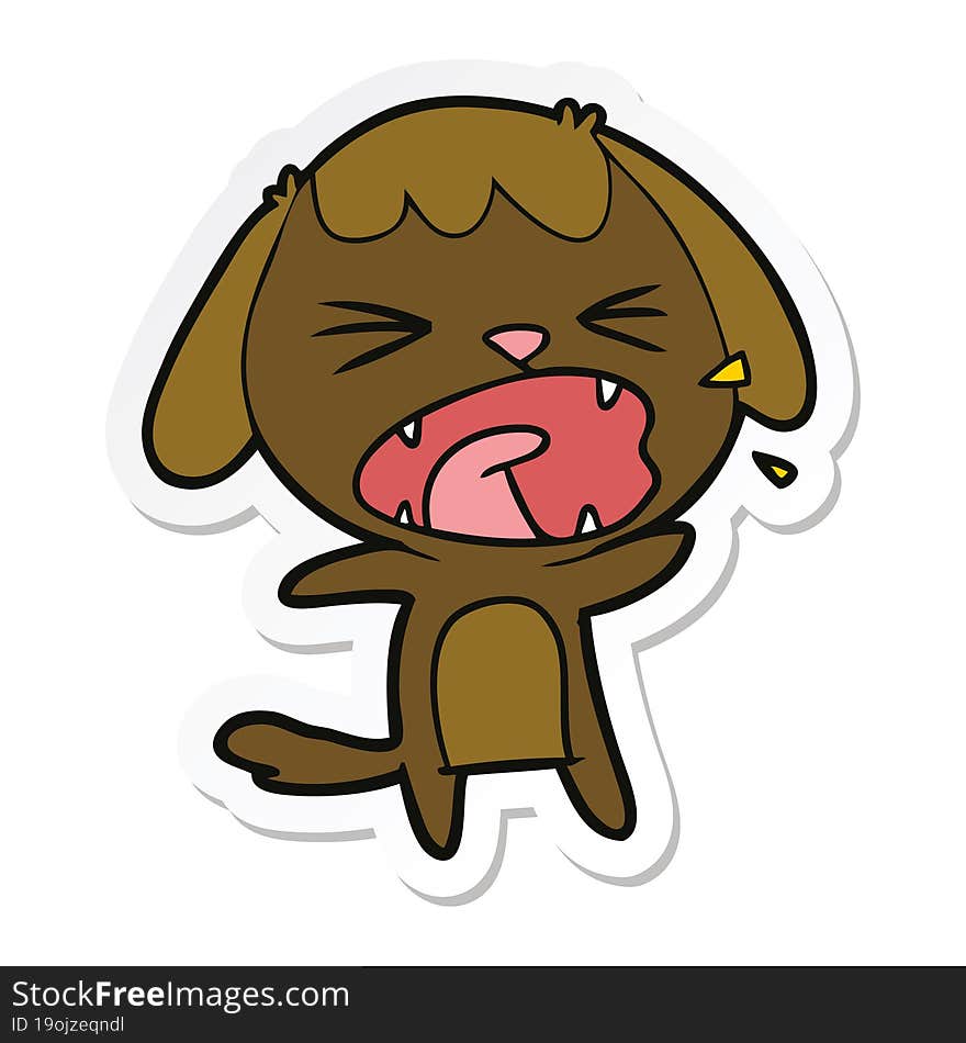 sticker of a cute cartoon dog barking