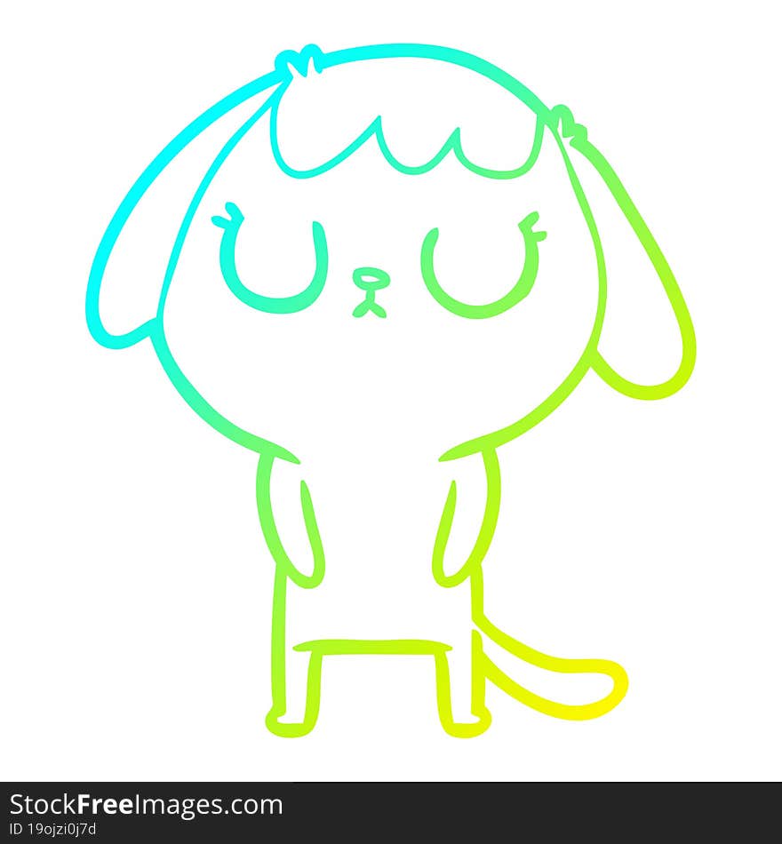 Cold Gradient Line Drawing Cute Cartoon Dog