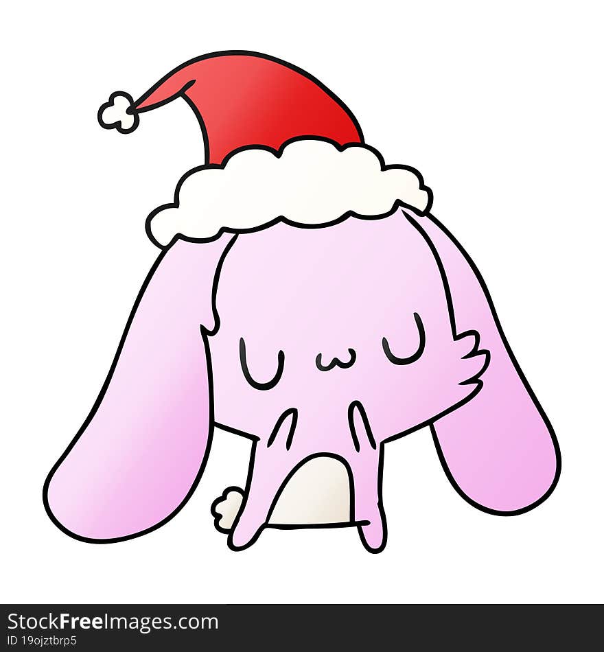 hand drawn christmas gradient cartoon of kawaii rabbit