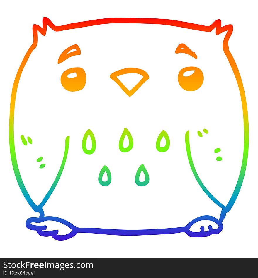 Rainbow Gradient Line Drawing Cartoon Owl