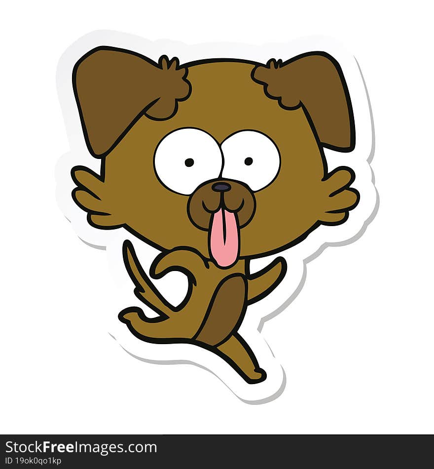 Sticker Of A Cartoon Dog With Tongue Sticking Out