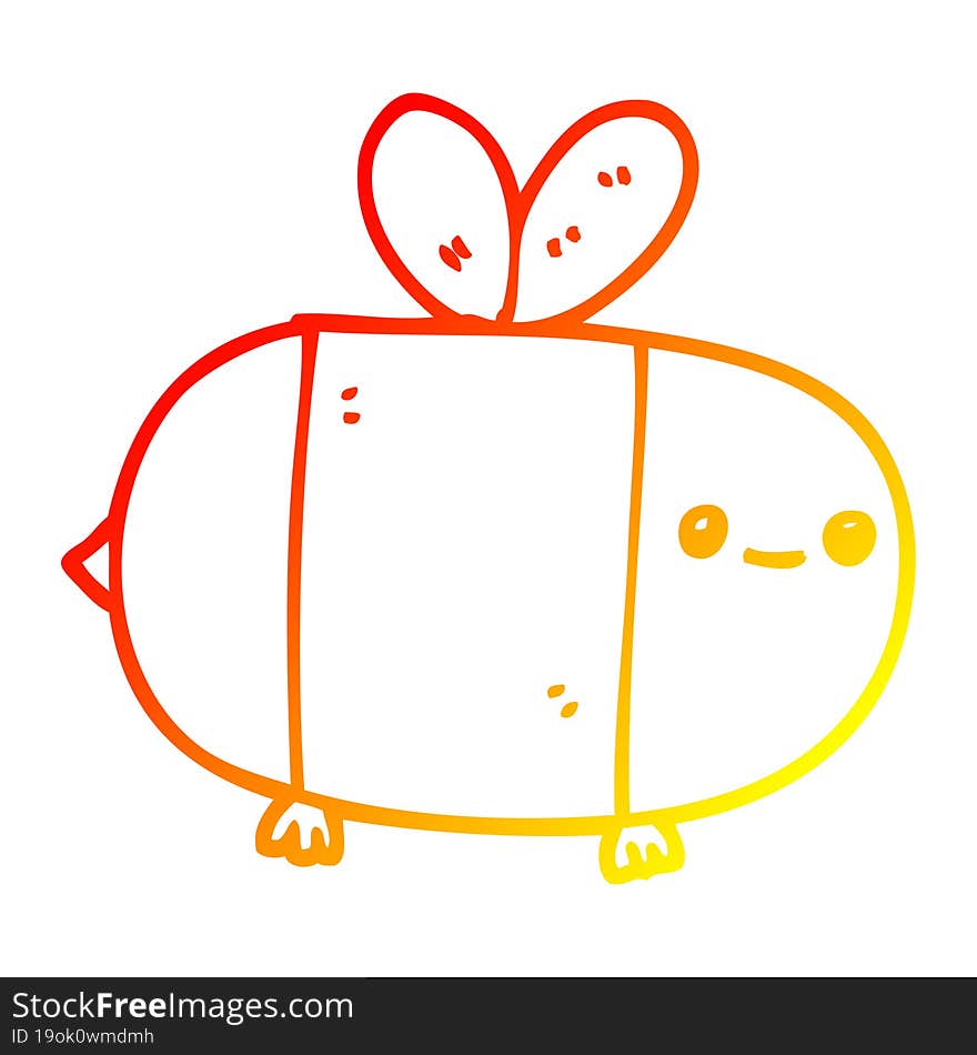 warm gradient line drawing cute cartoon bee