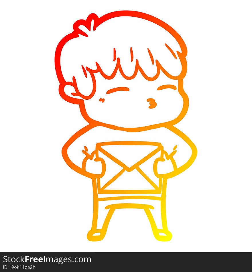 warm gradient line drawing cartoon curious boy