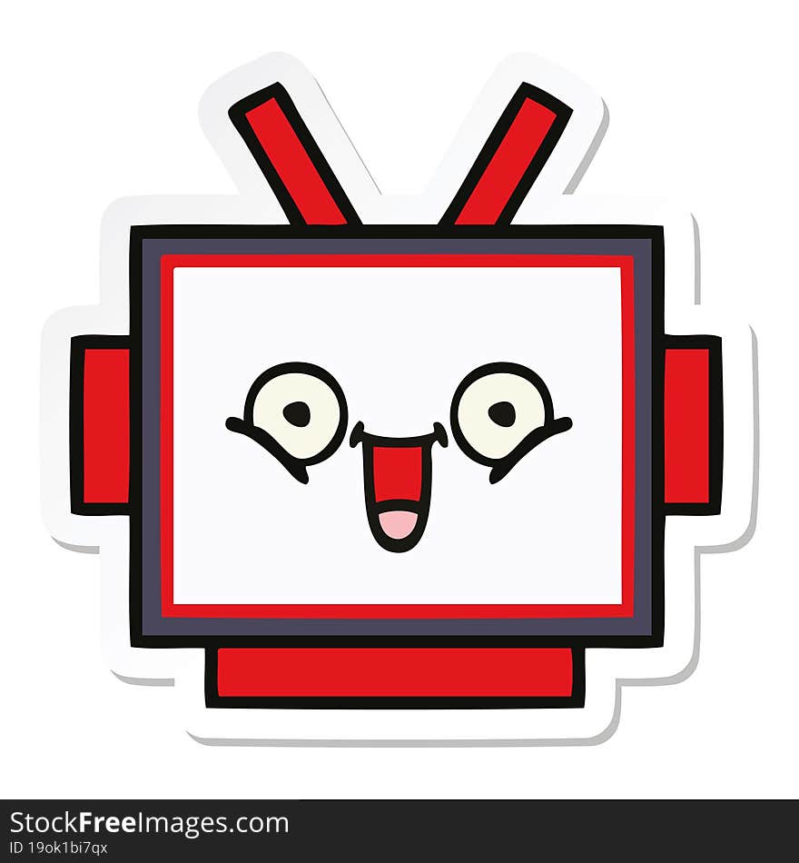 Sticker Of A Cute Cartoon Robot Head