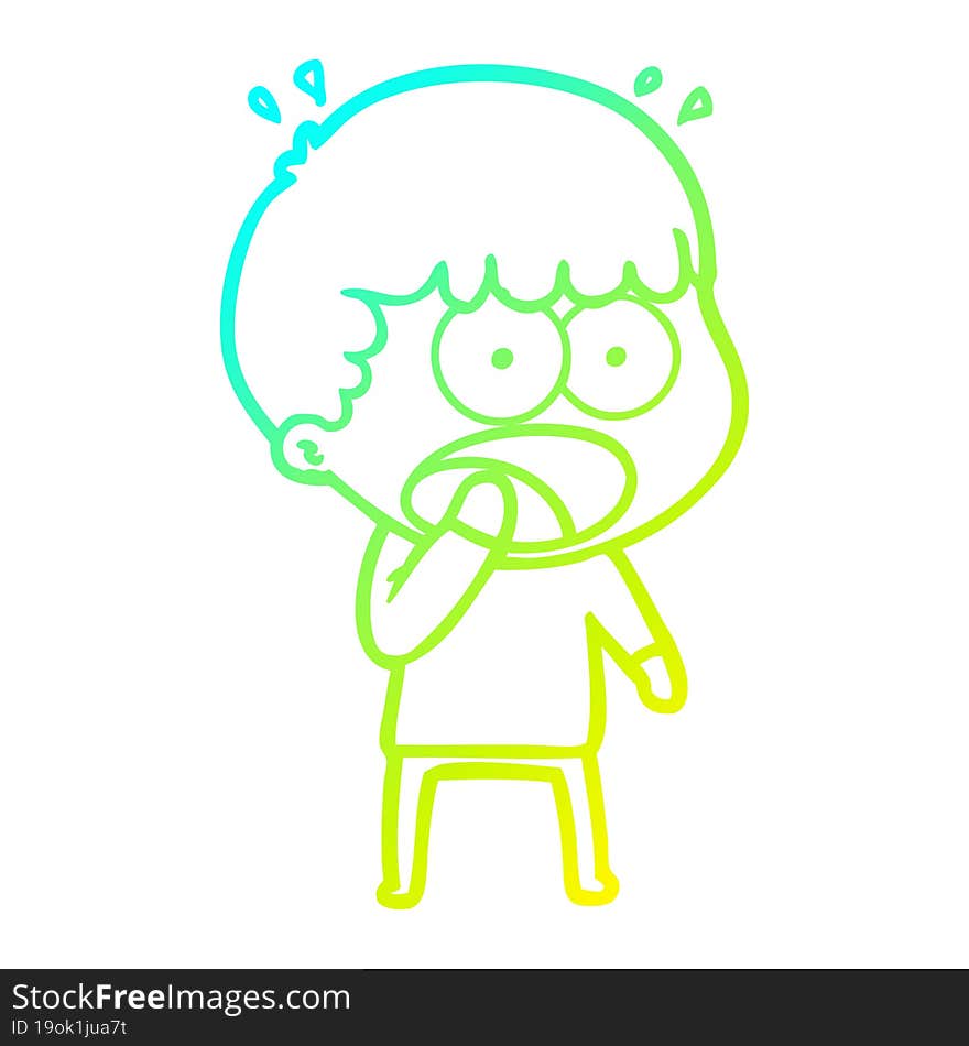 cold gradient line drawing cartoon shocked man