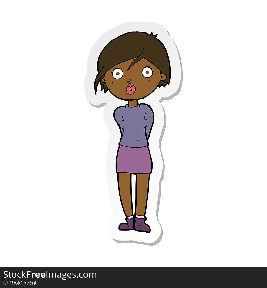 Sticker Of A Cartoon Surprised Girl