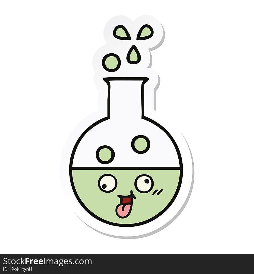 sticker of a cute cartoon test tube