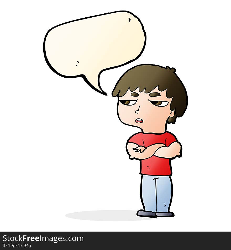 Cartoon Annoyed Boy With Speech Bubble