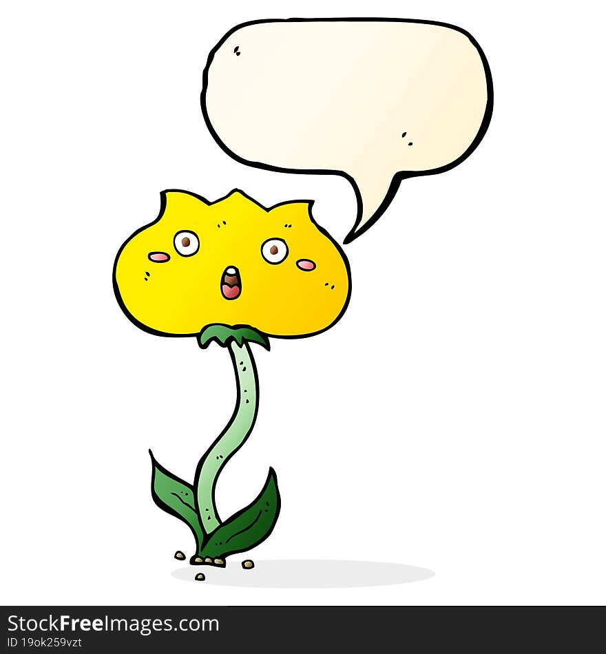 cartoon shocked flower with speech bubble