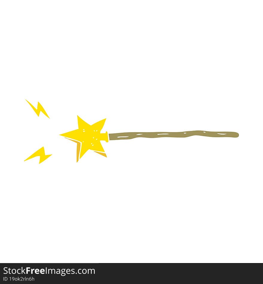 flat color illustration of a cartoon magic wand