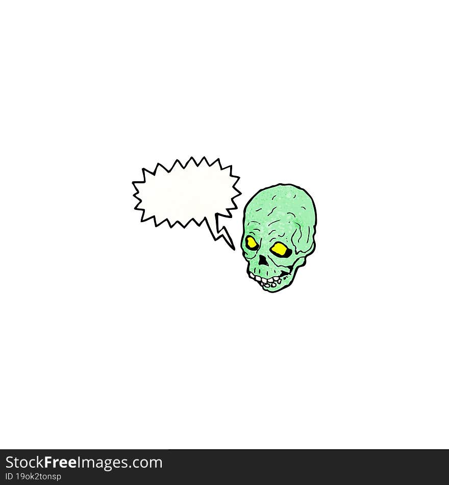 cartoon skull with speech bubble