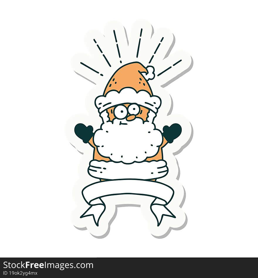 sticker of tattoo style santa claus christmas character