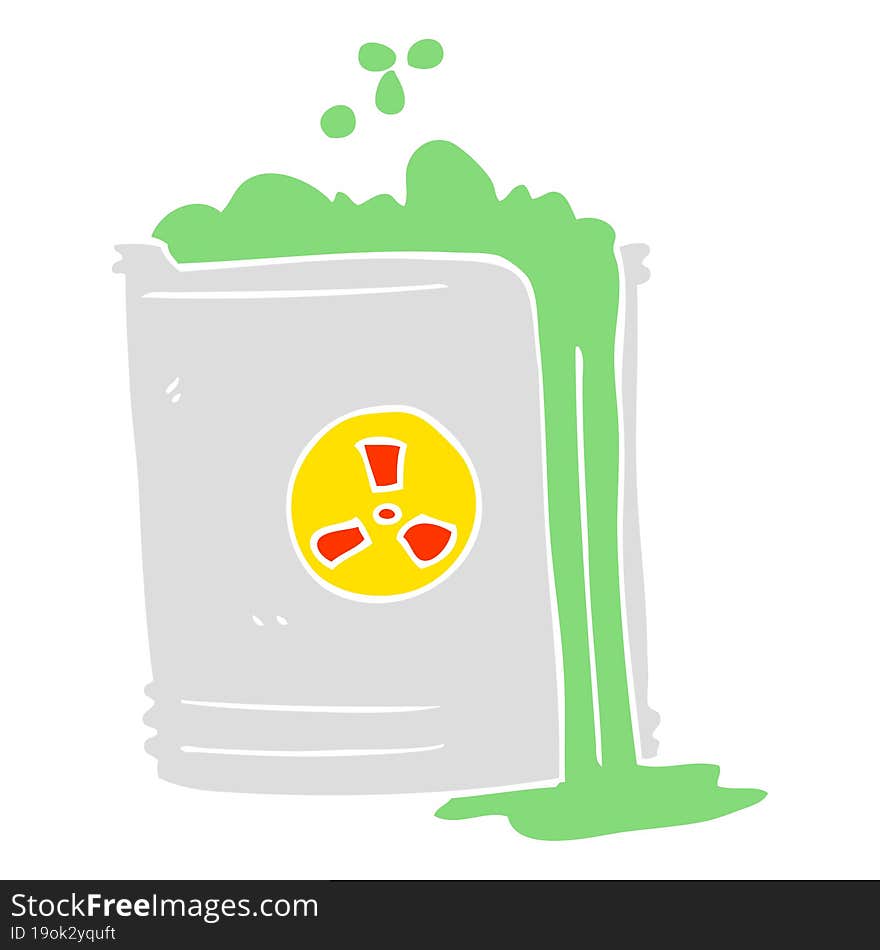 Flat Color Illustration Of A Cartoon Radioactive Waste