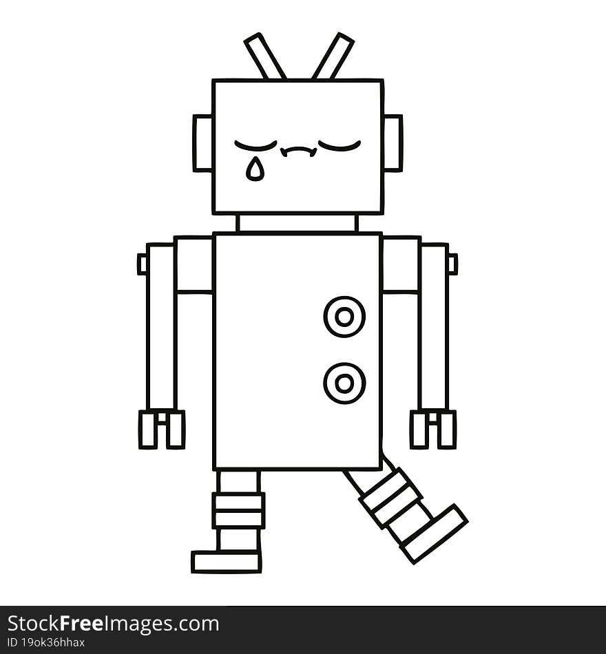 Line Drawing Cartoon Robot