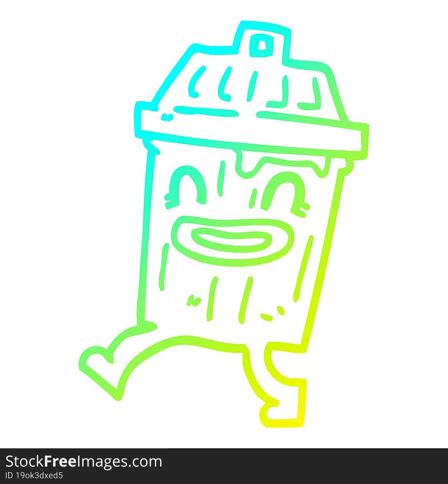 cold gradient line drawing cartoon waste bin