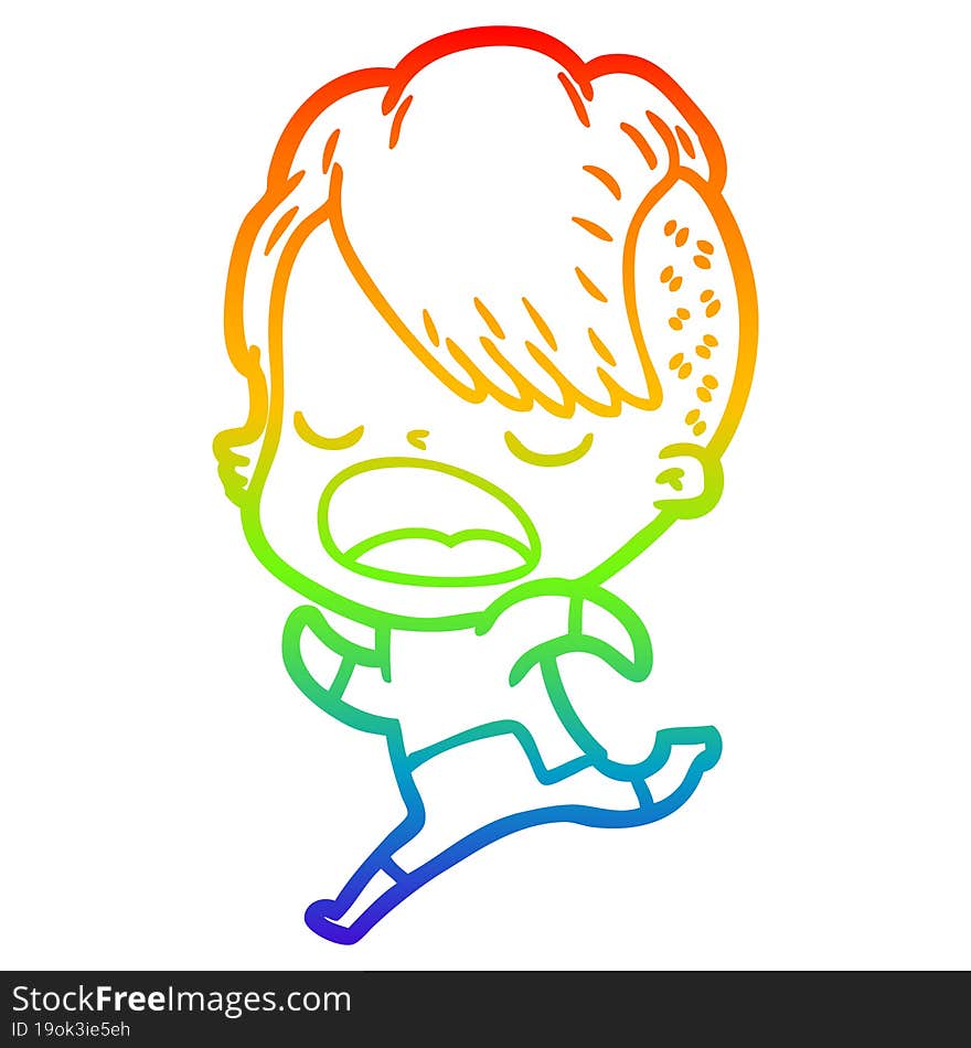 rainbow gradient line drawing cartoon cool hipster girl talking