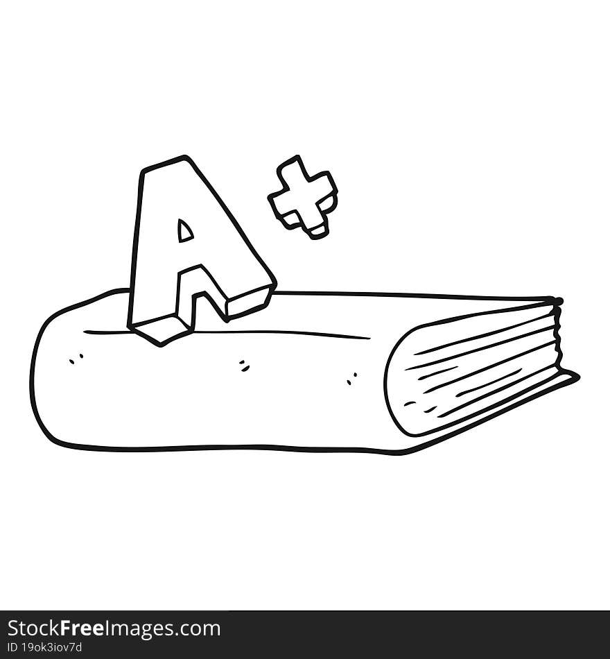 Black And White Cartoon A Grade Symbol And Book