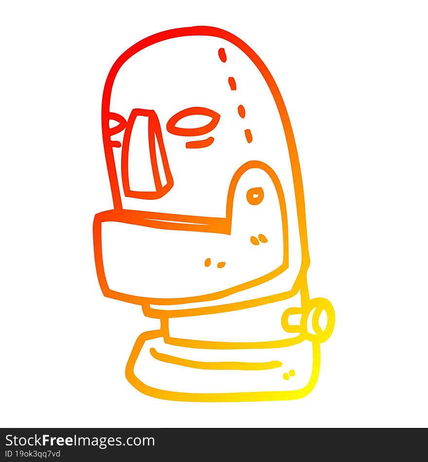 warm gradient line drawing cartoon robot head