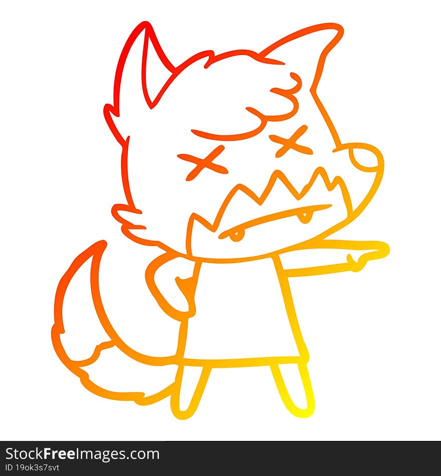 warm gradient line drawing cartoon dead fox