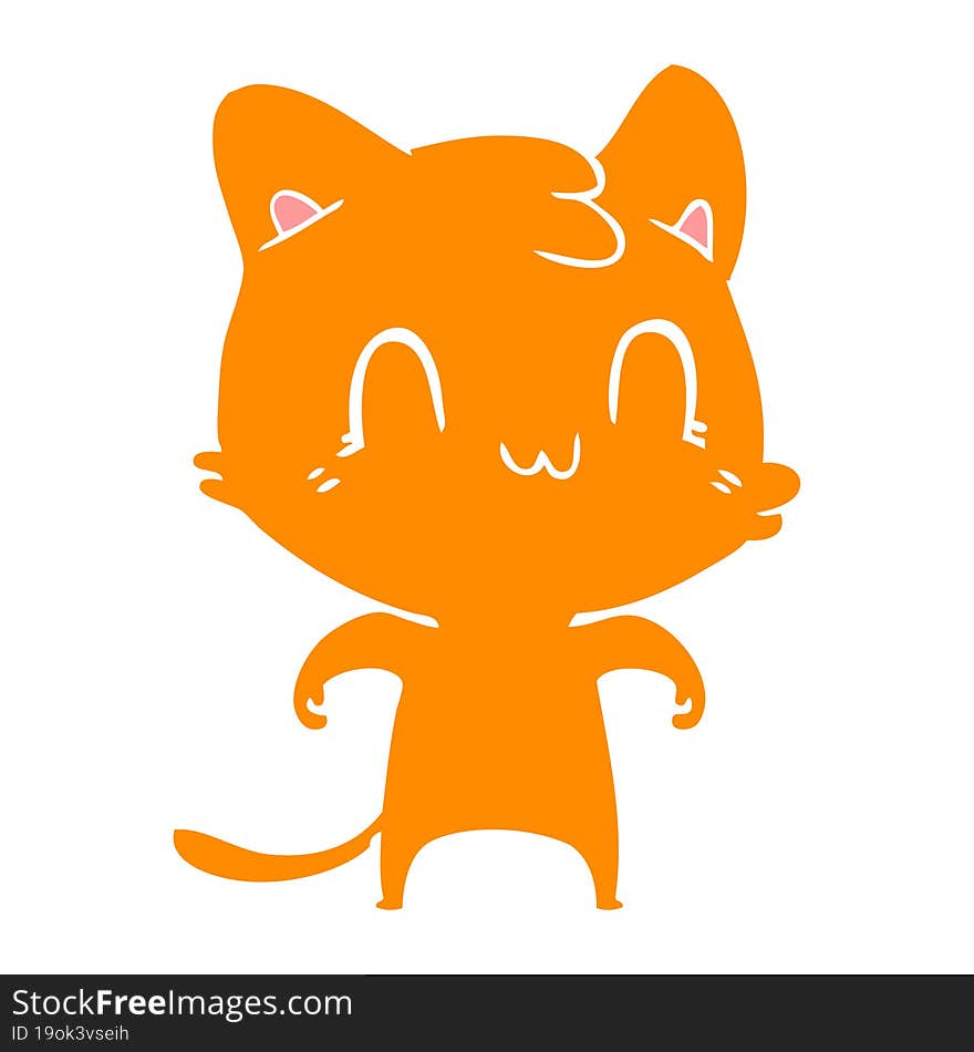 flat color style cartoon happy cat